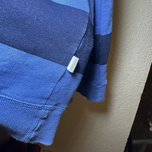 Lake Girl Womens L Stripe Hoodie Sweatshirt Dark Blue Relaxed Fit Embroidered - Picture 5 of 6